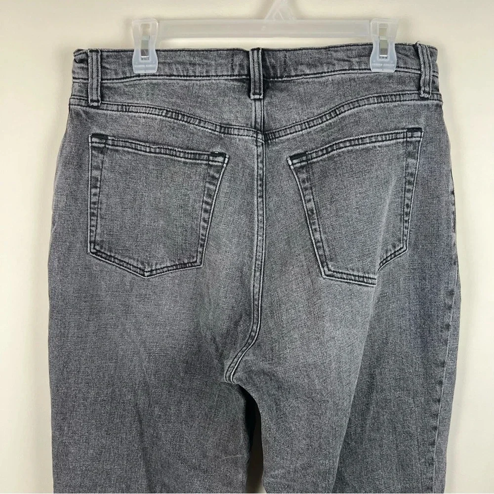 Abercrombie & Fitch Grey Ankle Straight Ultra High Rise Ripped Gray 14 Faded